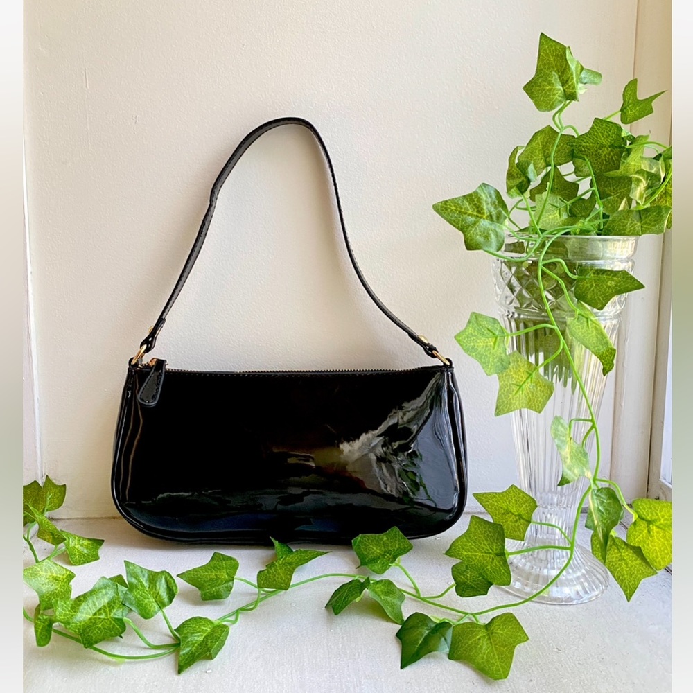 Patent Leather Black Shoulder Bag